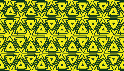 Decorative pattern with triangles style. Vector illustration. For fashion print, scrapbooking page, flyer design. Yellow green color. Seamless