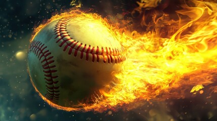 Fiery Baseball  Burning Ball in Action