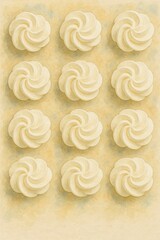 Watercolor Whipped Cream Swirl Topping Set in Top View