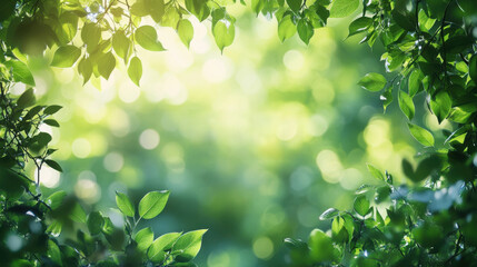 Sunlight filtering through lush green forest leaves