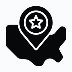 Location Pin, Map Pointer Vector Icon. Silhouette Style Isolated Vector Icon.	