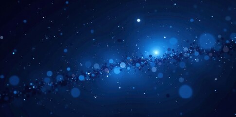 Dark blue night sky with glitter bokeh and sparkling stars, starry, dark blue