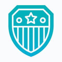 Badge, Shield, Protection, Memorial Day Vector Icon. Gradient Style Isolated Vector Icon. 