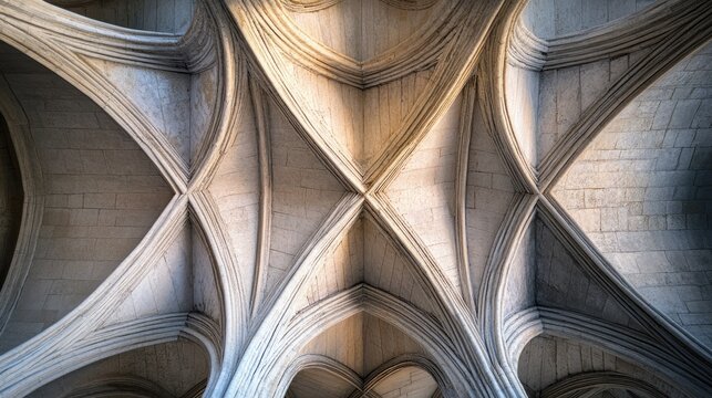 Intricate architectural ceiling featuring rib vaulting and stone craftsmanship