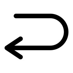 arrow back undo. outline icon style for navigation, multimedia, and user interface.