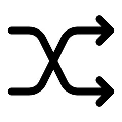 arrow random shuffle play. outline icon style for navigation, multimedia, and user interface.
