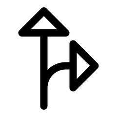arrows direction turn right sign. outline icon style for navigation, multimedia, and user interface.