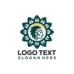 American Indian Chief. Logo or icon. Vector illustration isolated on white background