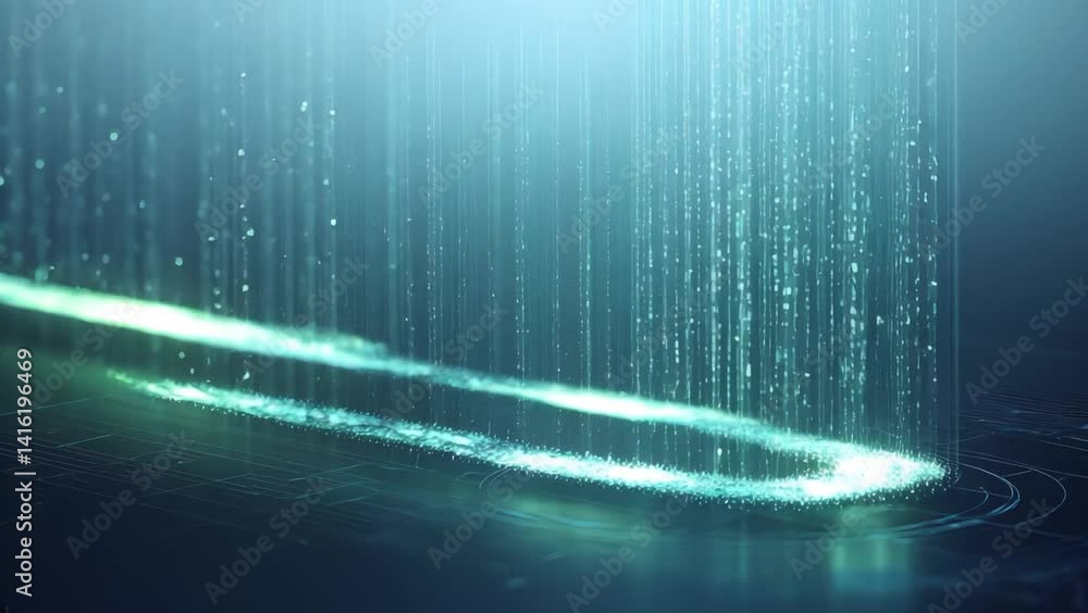 Fototapete Abstract Binary Code Streams Digital Rain Cascading Across Matrix Background