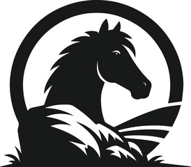 Vector peeking face horse animal silhouette