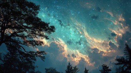 Obraz premium a blue sky with a lot of stars,stock photo