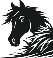 Vector peeking face horse animal silhouette