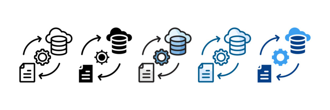 Data Transformation Icon Set Multiple Style Collection