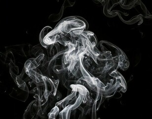 Fototapeta premium Generative ai picture image collage of grey smoke over black dark background 