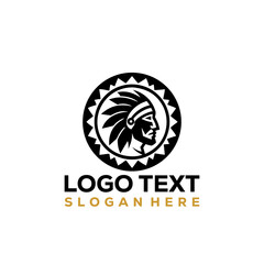 American Indian Chief. Logo or icon. Vector illustration isolated on white background