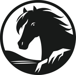 Vector peeking face horse animal silhouette