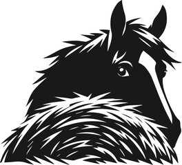 Vector peeking face horse animal silhouette