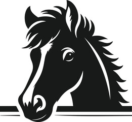 Vector peeking face horse animal silhouette