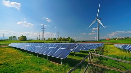 solar panels and wind turbines