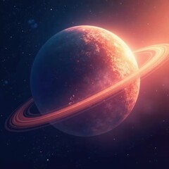 Obraz premium Ethereal, misty, ringed planet against cosmic backdrop, misty, galaxy, background