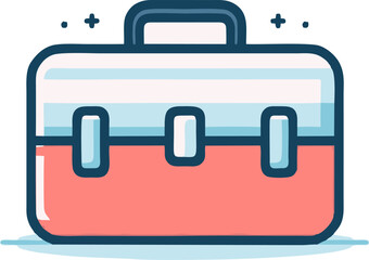 Modern Flat Illustration: Coral and Teal Briefcase Icon