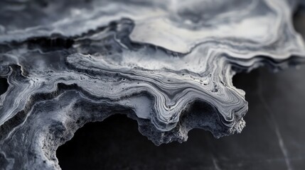 Abstract stone texture: A mesmerizing macro perspective of swirling stone. It features layered shades of gray and white, giving it a sense of depth and movement.