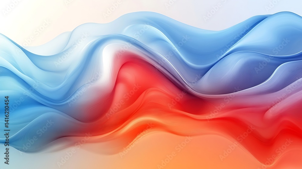 Poster abstract waves of blue and red, abstract waves of blue and red blend seamlessly, creating a dynamic 