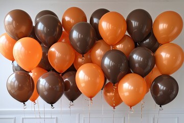 Cheerful Grouping of Brown and Orange Balloons for Celebrations and Events