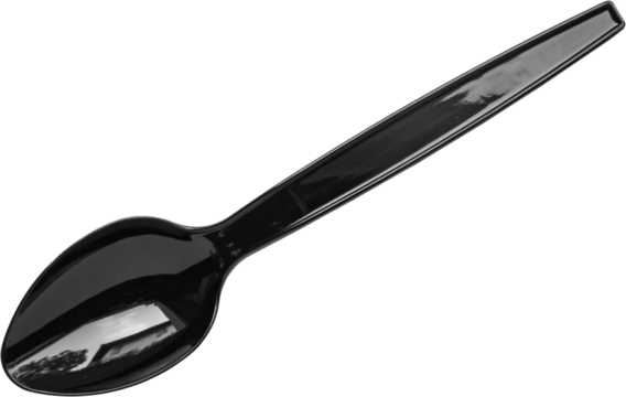 Black plastic spoon isolated on white background