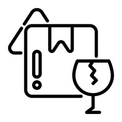 fragile icon, line icon style