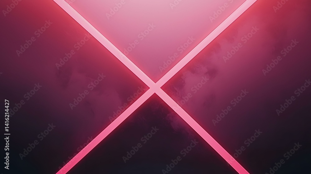 Poster the image contains two bright pink neon lines intersecting in the center against a dark pink to purp