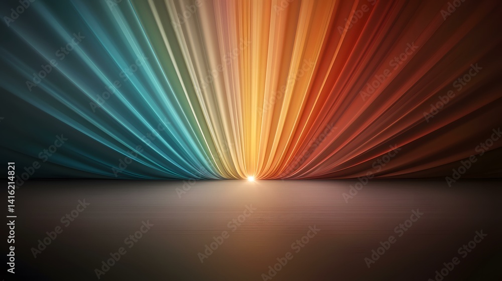 Poster a vibrant abstract image featuring a spectrum of colors radiating from a central point, resembling f