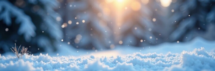 Gentle snowfall on a monochromatic background, icy, stillness, calm