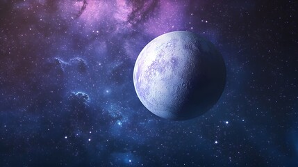 Obraz premium Icy Planet in Cosmic Nebula