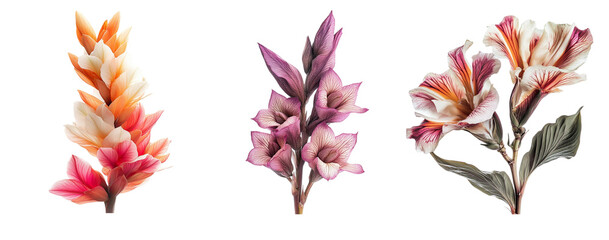 Acanthus flowers, close up, isolated in white background
