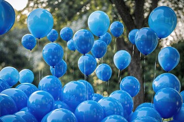 Blue Balloons Crafting a Serene and Festive Ambiance in a Creative Banner