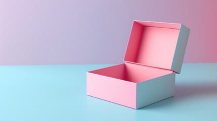 Floated 3d style of empty open gift box on gradient color background minimalist style copy space
