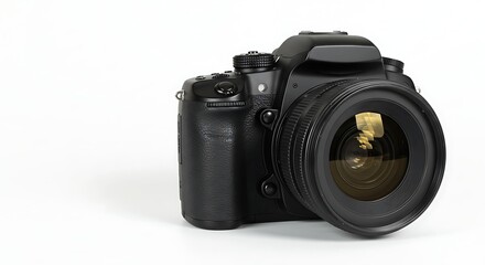 Fototapeta premium DSLR Camera with Lens on White Background