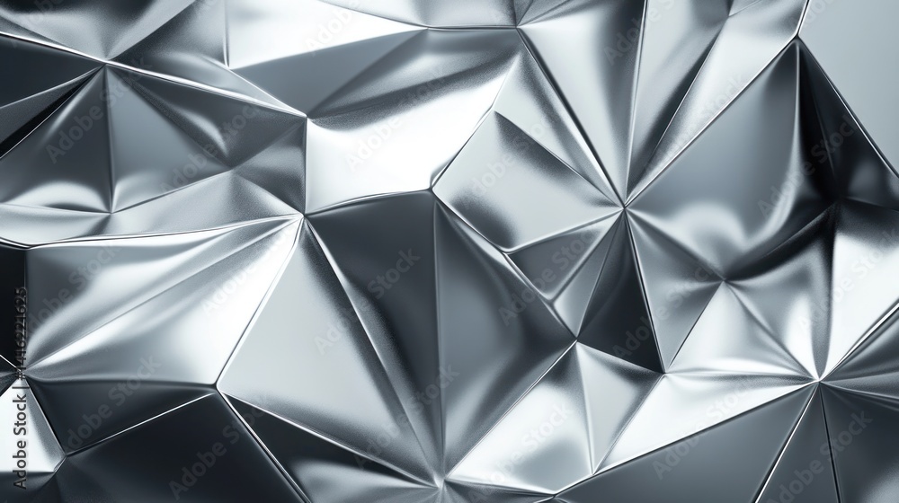 Aufkleber Abstract metallic surface with a complex, geometric pattern of crumpled,faceted shapes