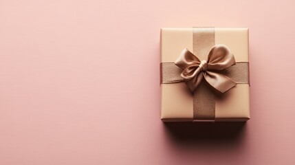 Elegant gift box with bow on pink background perfect for celebrations and holidays ideal for marketing campaigns and festive designs 