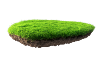 Floating island of green grass and soil a nature scene