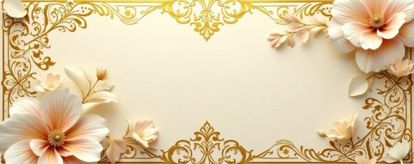 Luxurious gold and cream florals in damask style, lavish, opulent