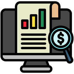Expense Tracker mini illustration colored outline icon, use for taxation, economy, business, finance, UI, UX kit, app and web development, digital or print.