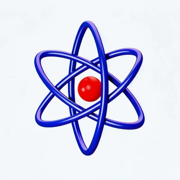 Atomic structure illustration blue animation isolated asset, transparent 4K video, alpha channel, ProRes 4444