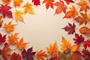 Obraz premium Stylish Autumn Leaf Gradient on Cream Background with Vibrant Nostalgia and Freshness