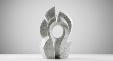 白い大理石彫刻 滑らかで力強い造形 光と影が織りなす抽象美. AI Generated