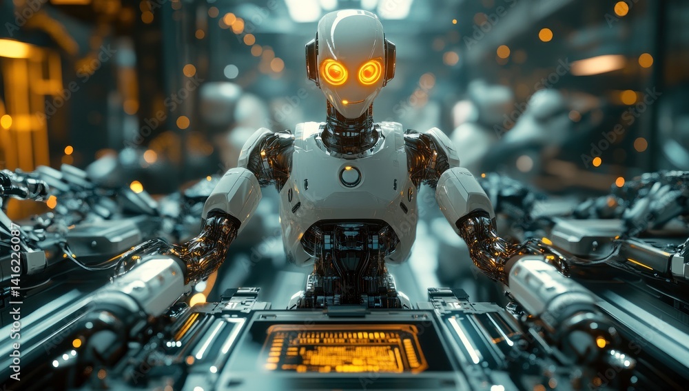 Poster advanced robotics: a futuristic industrial automation scene