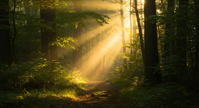 sun rays in the forest