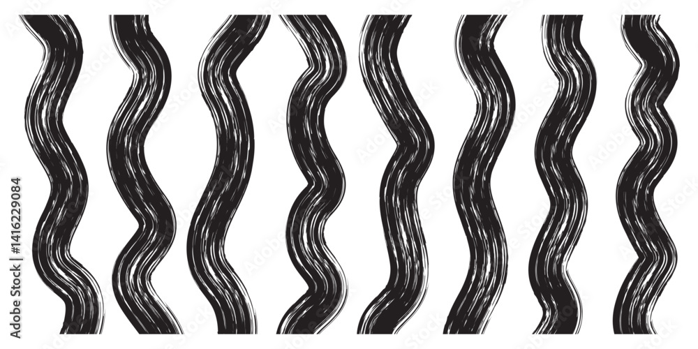 Poster set of wavy horizontal lines. marker hand-drawn line border set and scribble design elements. lines 