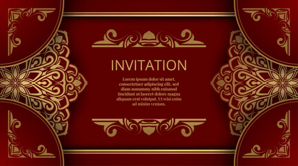 luxury invitation background with gold mandala ornament